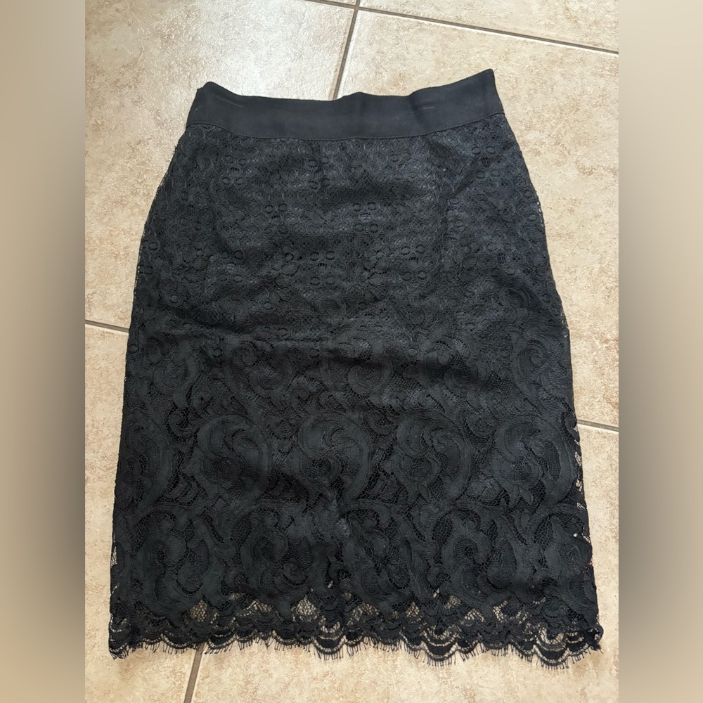 Diane Von Furstenberg Black Lace Pencil Skirt